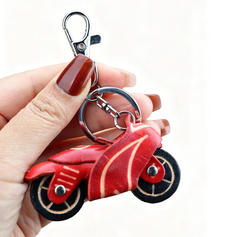 Racing Motorcycle Leather Bag Charm – Babylon Leather - Babylon LeatherBabylon LeatherLLZ86-Red