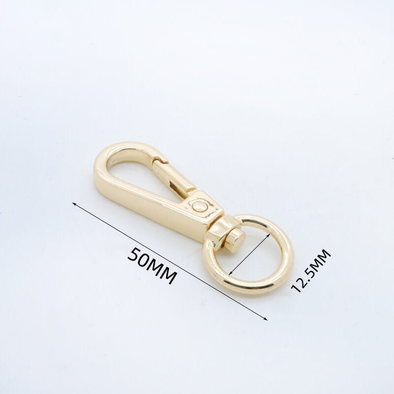 Rectangular Eye Swivel Snap Hook - Babylon Leather - Babylon LeatherBabylon LeatherJY01-Gold-12.5mm-Round End