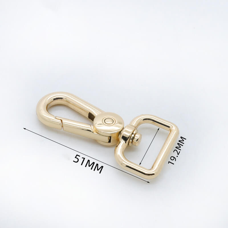 Rectangular Eye Swivel Snap Hook - Babylon Leather - Babylon LeatherBabylon LeatherJY01-Gold-19mm-Thick Rounded Square End