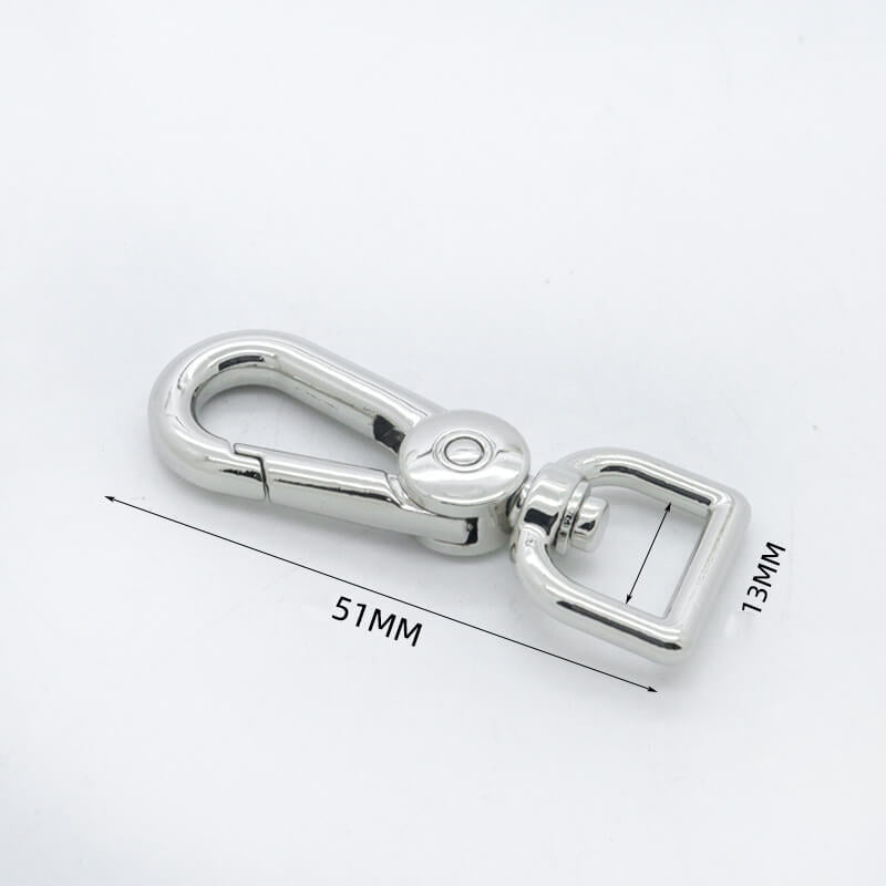 Rectangular Eye Swivel Snap Hook - Babylon Leather - Babylon LeatherBabylon LeatherJY01-Silver-13mm-Thick Rounded Square End