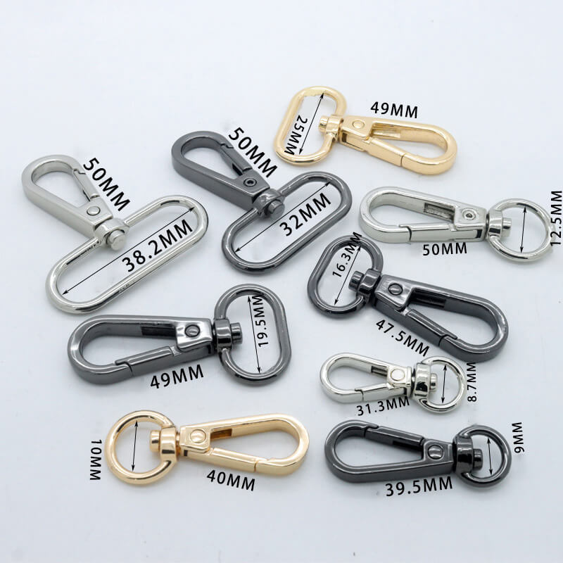 Rectangular Eye Swivel Snap Hook - Babylon Leather - Babylon LeatherBabylon LeatherJY01-Silver-8.7mm