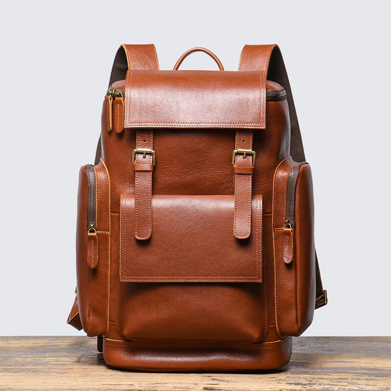 Retro Top Grain Leather Men’s Backpack – Babylon Leather - Babylon LeatherBabylon LeatherLJ054-Caramel