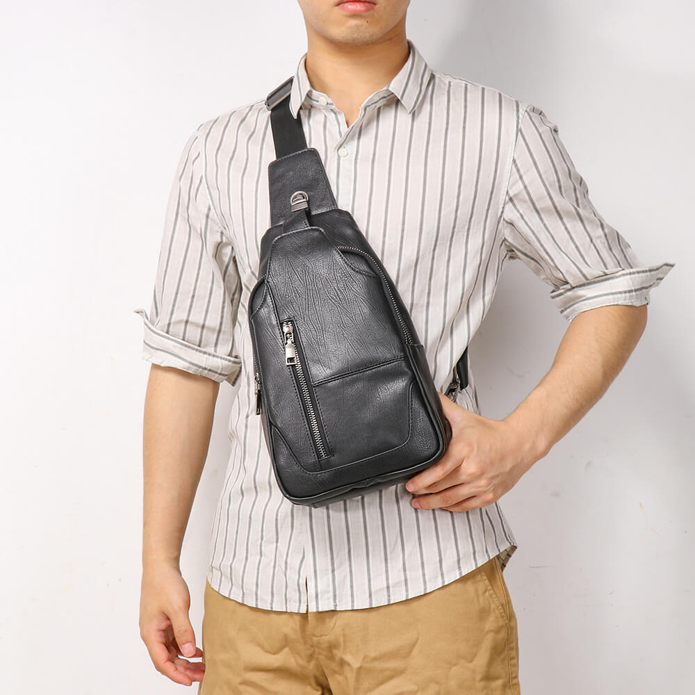 Retro Top Grain Leather Shoulder Sling Bag – Babylon Leather - Babylon LeatherBabylon LeatherLJ066 - Black