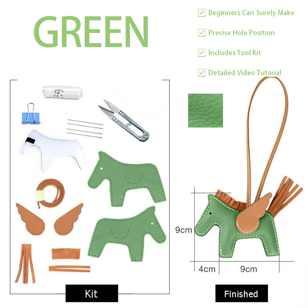 Rodeo Horse Bag Charm DIY Kit – Babylon Leather - Babylon LeatherBabylon LeatherSY108-Green-White