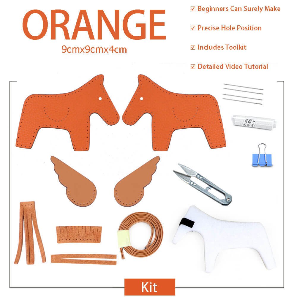 Rodeo Horse Bag Charm DIY Kit – Babylon Leather - Babylon LeatherBabylon LeatherSY108-Orange-White