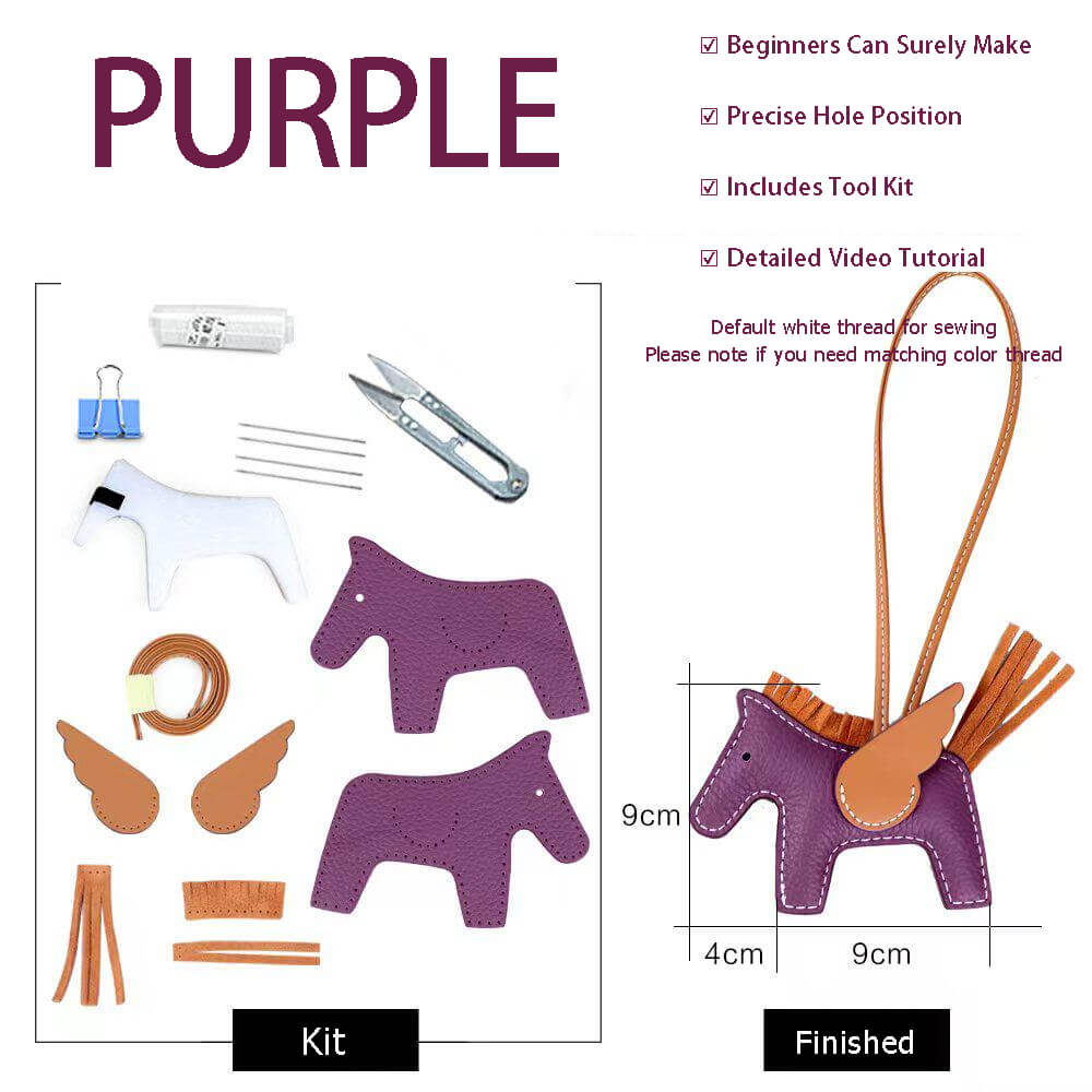 Rodeo Horse Bag Charm DIY Kit – Babylon Leather - Babylon LeatherBabylon LeatherSY108-Purple-White