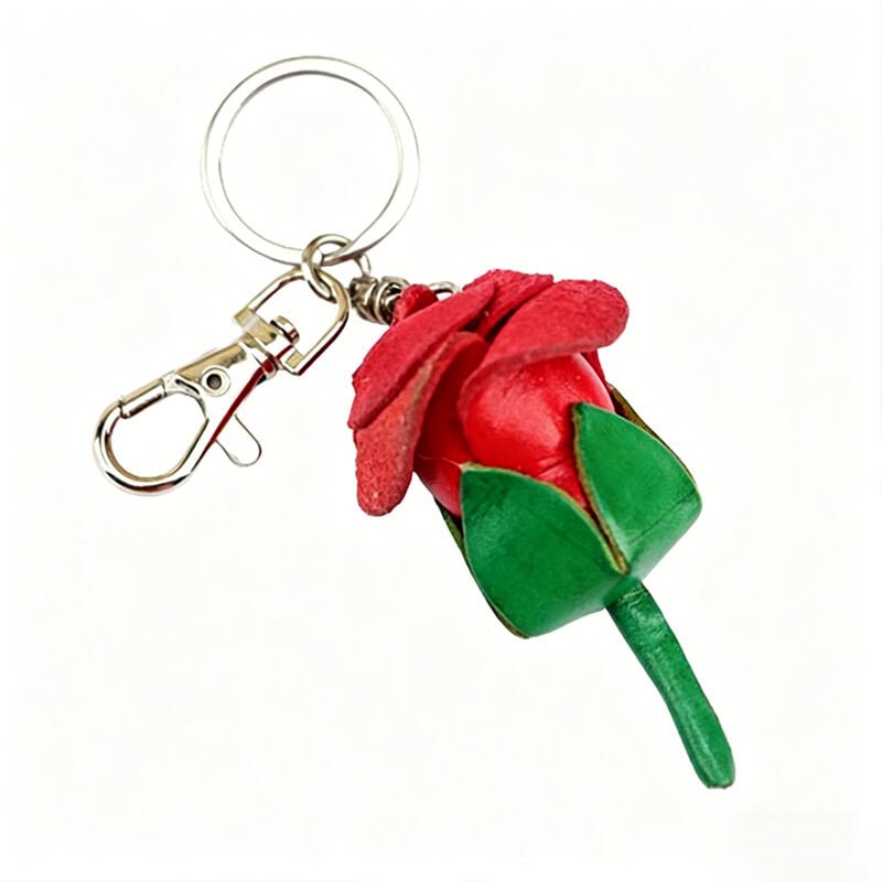Rose Flower Leather Bag Charm – Babylon Leather - Babylon LeatherBabylon LeatherLLZ37-Red