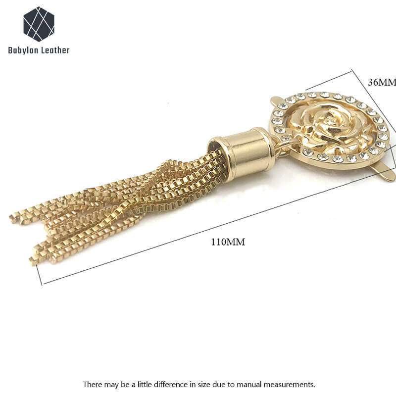 Rose Inlaid Diamond with Tassel Creative Decorative Buckle（1 PACK） - Babylon LeatherBabylon LeatherDB - 028