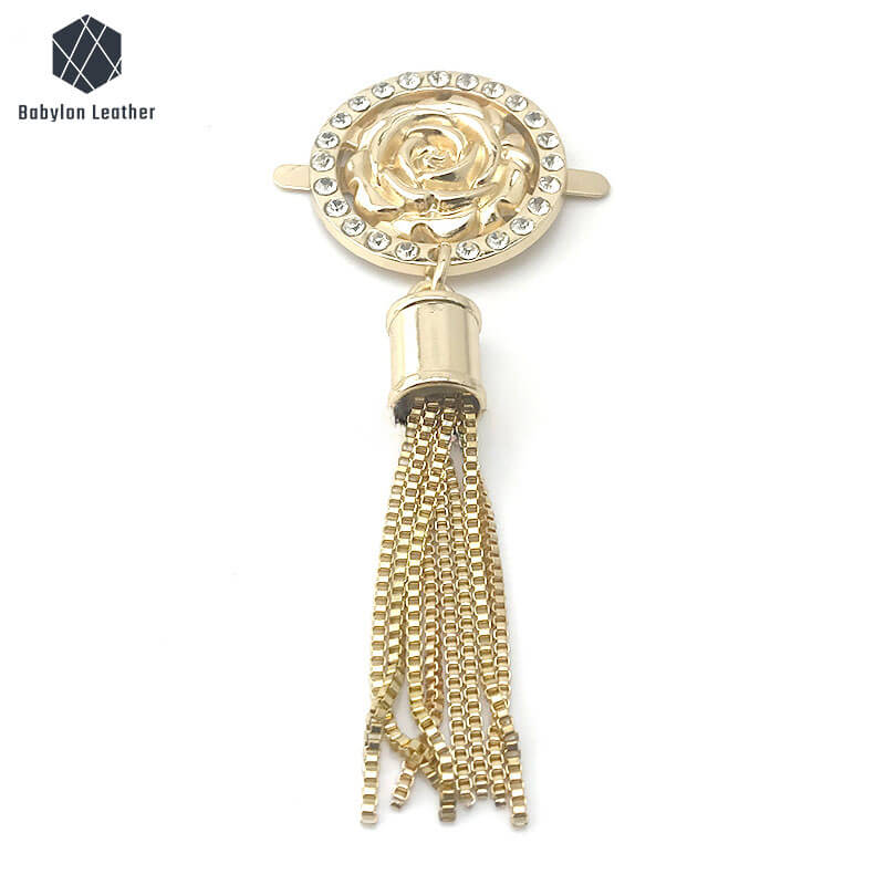 Rose Inlaid Diamond with Tassel Creative Decorative Buckle（1 PACK） - Babylon LeatherBabylon LeatherDB - 028