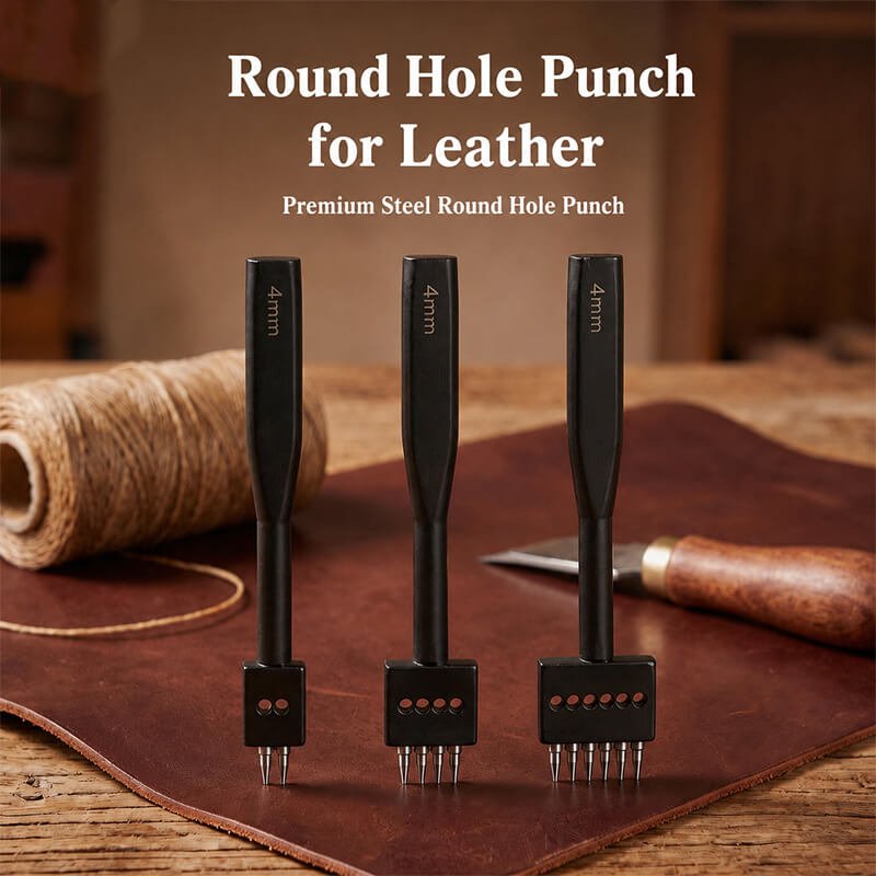 Round Hole Pricking Iron Set Steel for Leather Sewing – Babylon Leather - Babylon LeatherBabylon LeatherXH06-4mm-2 Prong