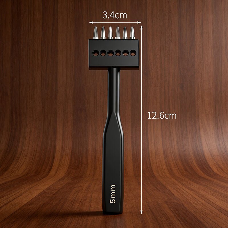 Round Hole Pricking Iron Set Steel for Leather Sewing – Babylon Leather - Babylon LeatherBabylon LeatherXH06-5mm-6 Prong