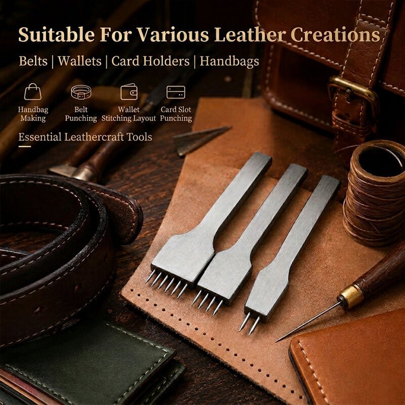 Round Stitch Pricking Iron for Cross & Internal Seams – Babylon Leather - Babylon LeatherBabylon LeatherXH13-3mm-2 Prong