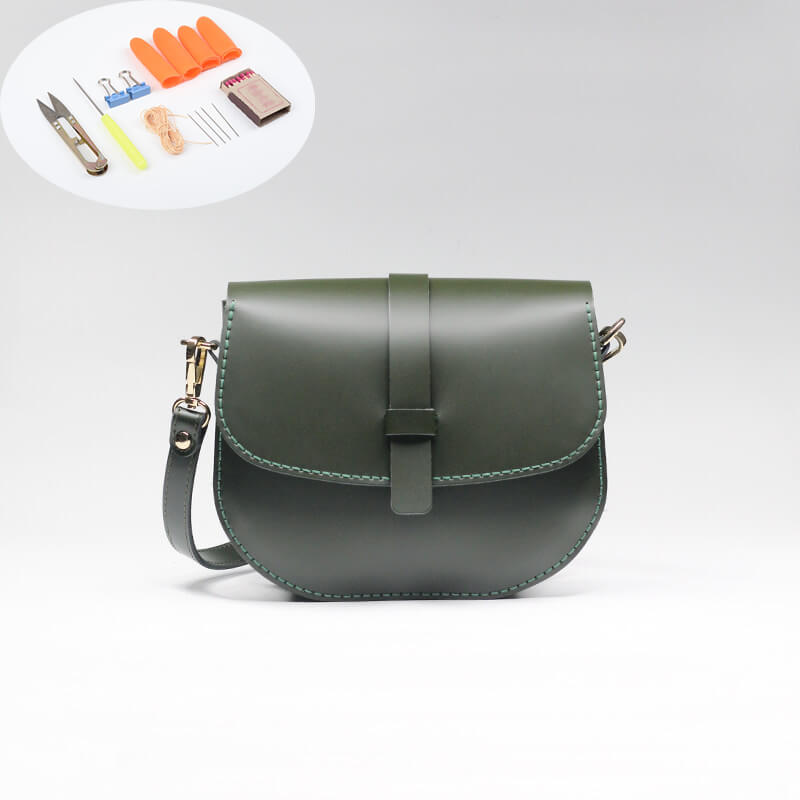 Saddle Crossbody Bag Top Grain Leather DIY Kit – Babylon Leather - Babylon LeatherBabylon LeatherCY23-Dark Green