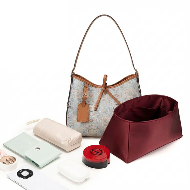 Satin Bag Insert Organizer for Carryall-Style Bags - Babylon LeatherBabylon LeatherJS09-Wine Red-26cm-Open Top