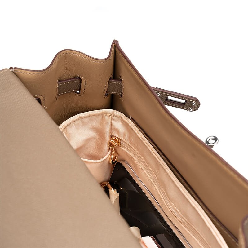 Satin Bag Insert Organizer for Kelly-Style Bags - Babylon LeatherBabylon LeatherJS07-Beige-mini 1-Open Top