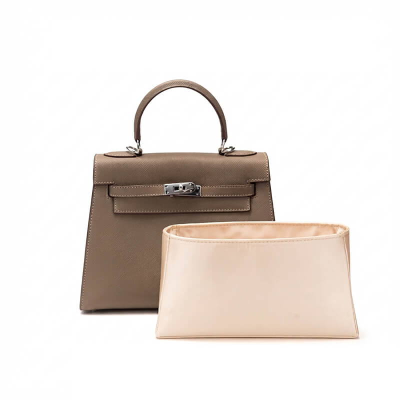 Satin Bag Insert Organizer for Kelly-Style Bags - Babylon LeatherBabylon LeatherJS07-Beige-mini 1-Open Top