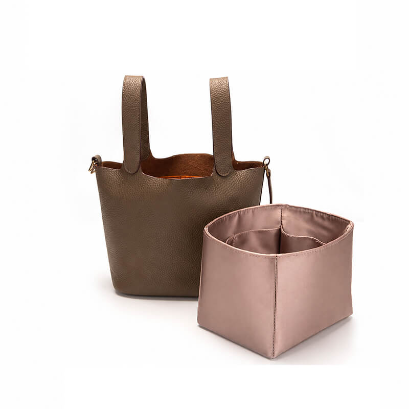 Satin Bag Insert Organizer for Picotin-Style Bucket Bags - Babylon LeatherBabylon LeatherJS02-Light Pink-14cm-Open Top