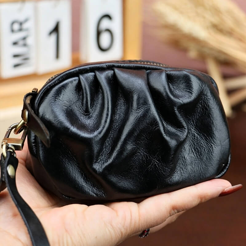 Seashell - Shaped Leather Coin Purse – Babylon Leather - Babylon LeatherBabylon LeatherLLZ127-Black