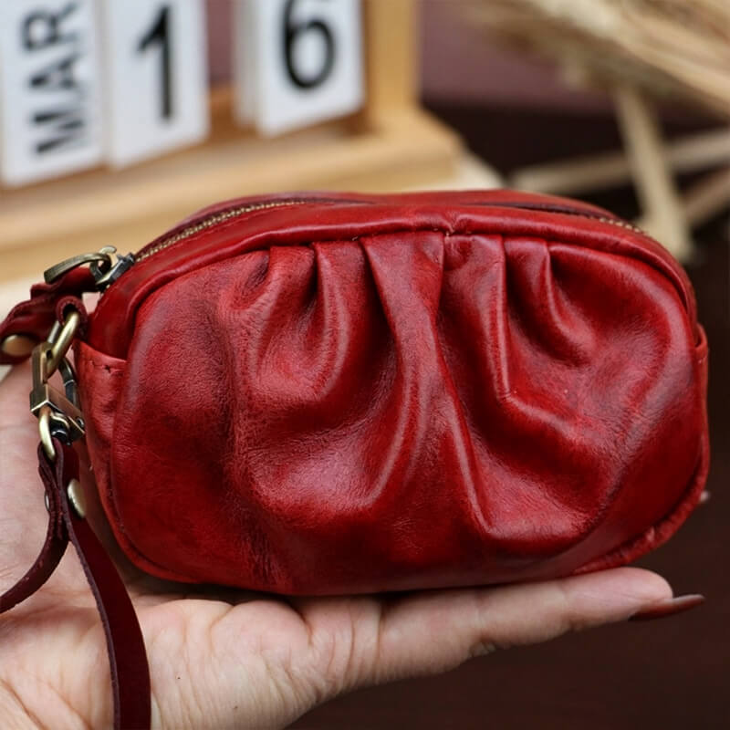 Seashell - Shaped Leather Coin Purse – Babylon Leather - Babylon LeatherBabylon LeatherLLZ127-Red