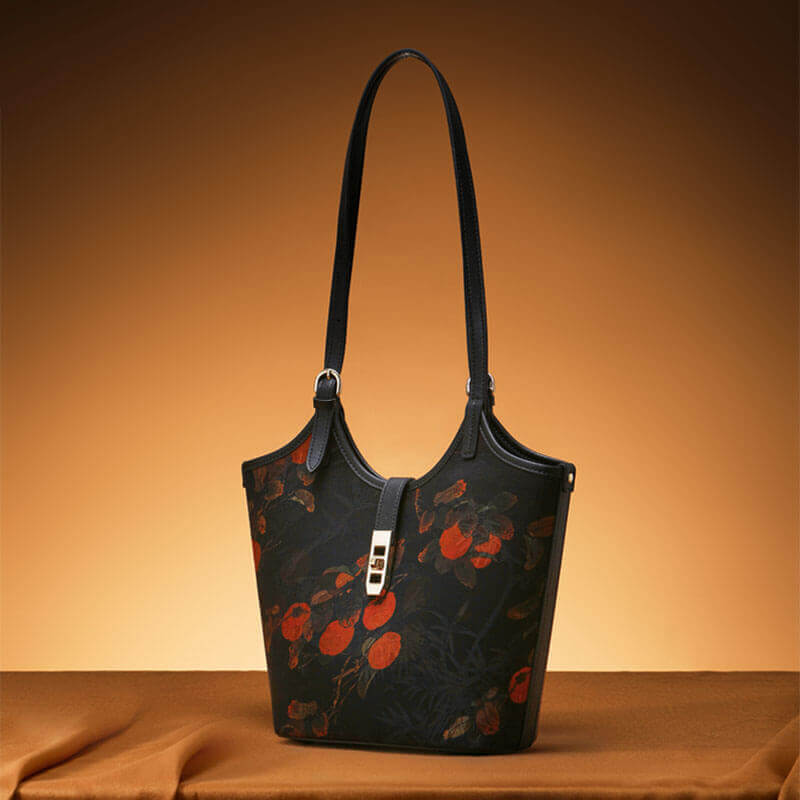 Silent Bloom Leather and Silk Shoulder Bag – Babylon Leather - Babylon LeatherBabylon LeatherTX004-Black