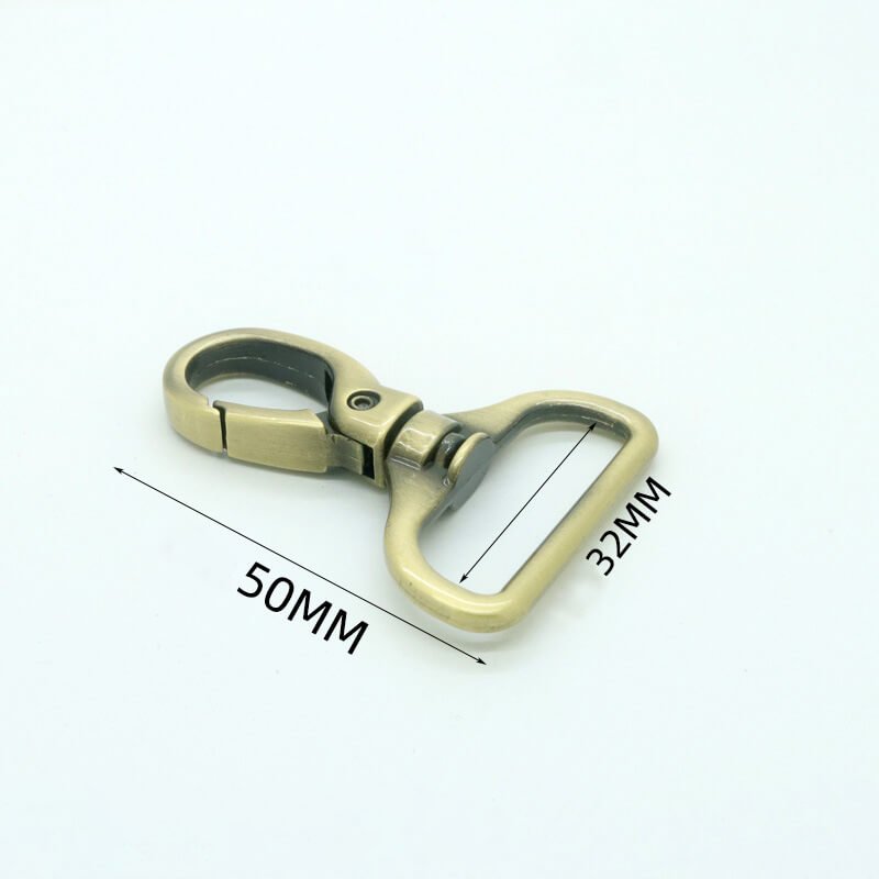 Slim Rectangular Eye Snap Hook - Babylon Leather - Babylon LeatherBabylon LeatherJY10-Brushed Antique Brass-32mm