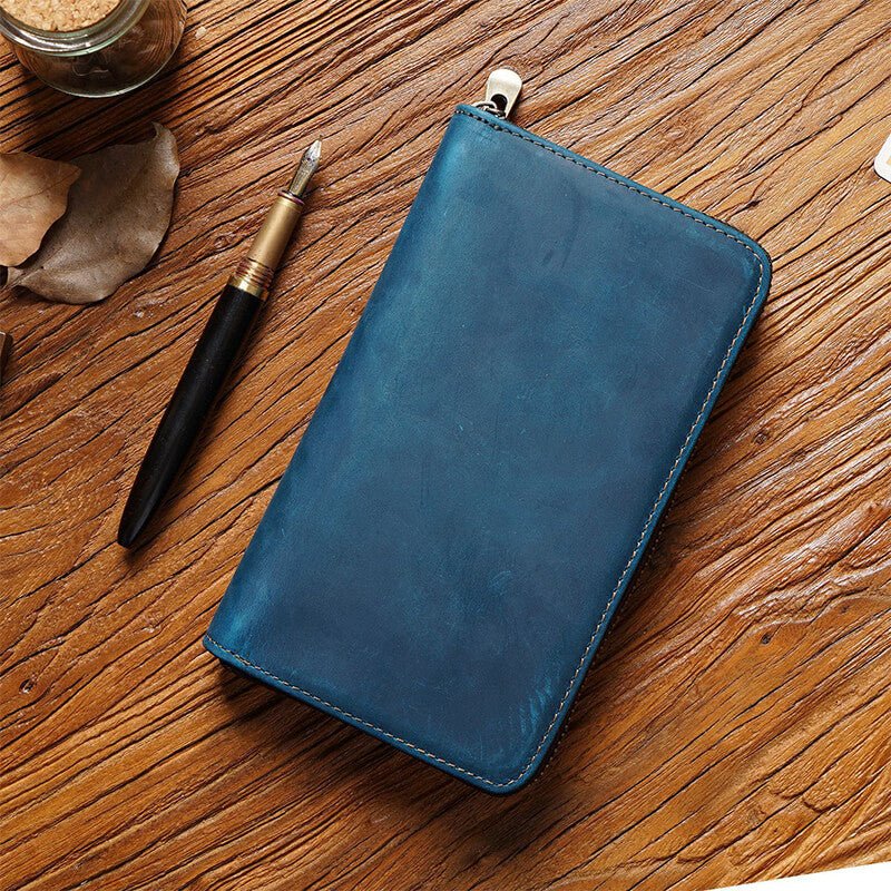 Slim Zip Leather Pencil Case – Babylon Leather - Babylon LeatherBabylon LeatherAN40-Blue