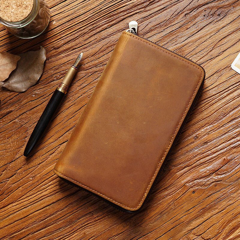 Slim Zip Leather Pencil Case – Babylon Leather - Babylon LeatherBabylon LeatherAN40-Brown