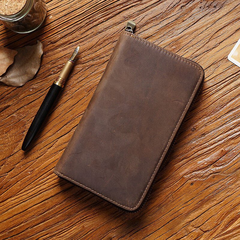 Slim Zip Leather Pencil Case – Babylon Leather - Babylon LeatherBabylon LeatherAN40-Coffee