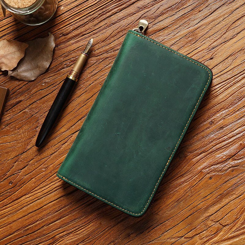 Slim Zip Leather Pencil Case – Babylon Leather - Babylon LeatherBabylon LeatherAN40-Dark Green
