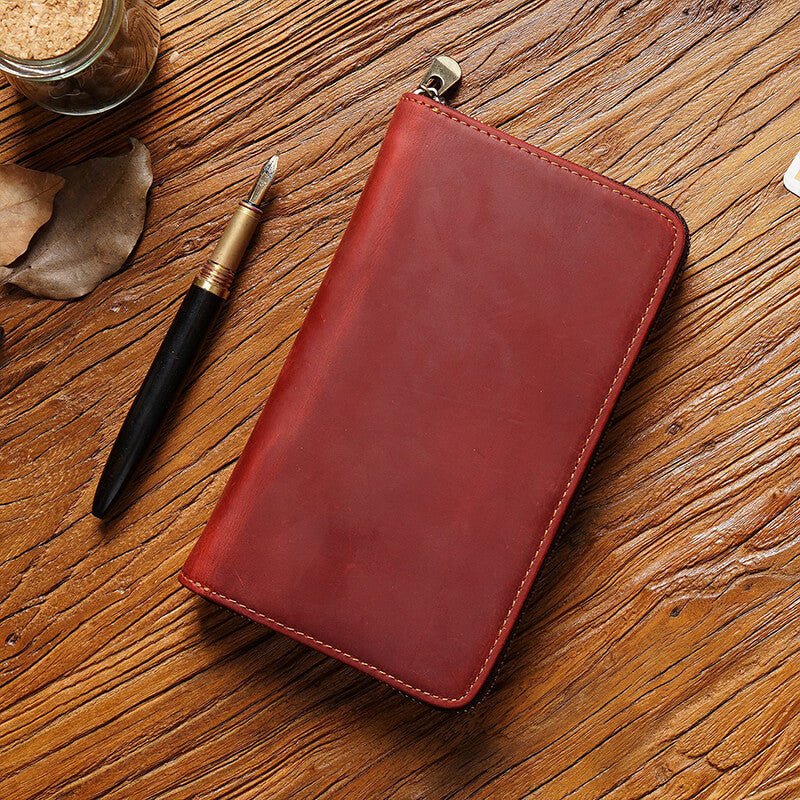 Slim Zip Leather Pencil Case – Babylon Leather - Babylon LeatherBabylon LeatherAN40-Wine Red