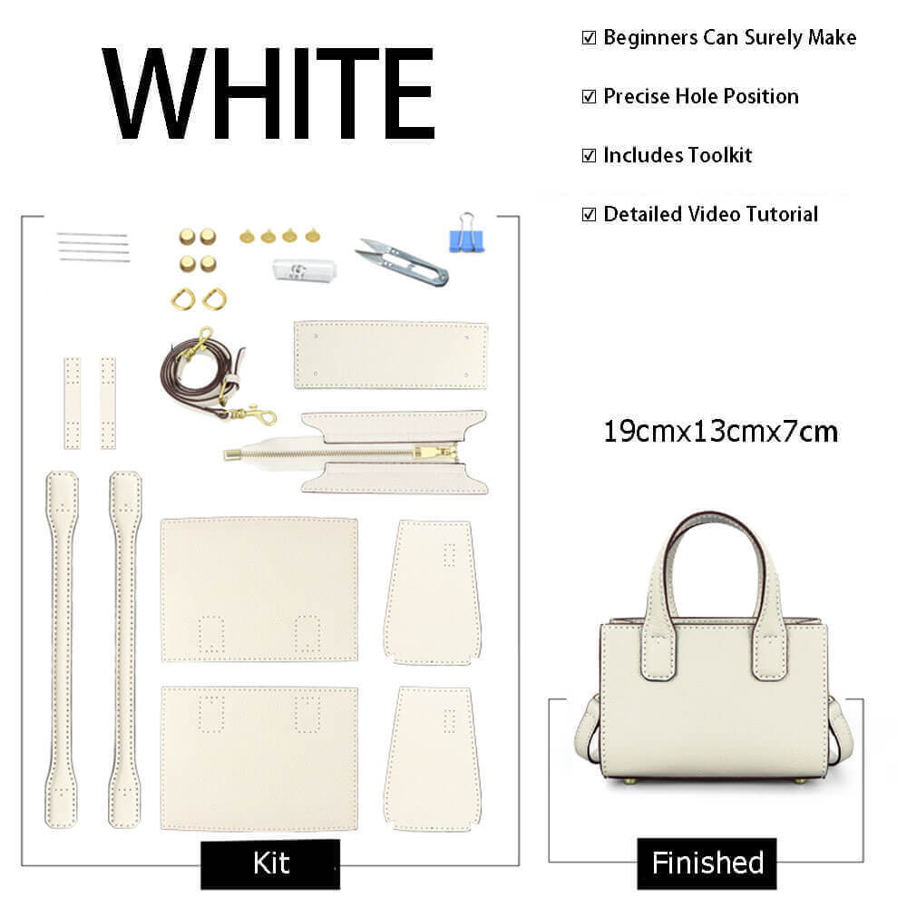 Small Crossbody Leather Bag DIY Kit – Babylon Leather - Babylon LeatherBabylon LeatherSY73-White-Color-Matched