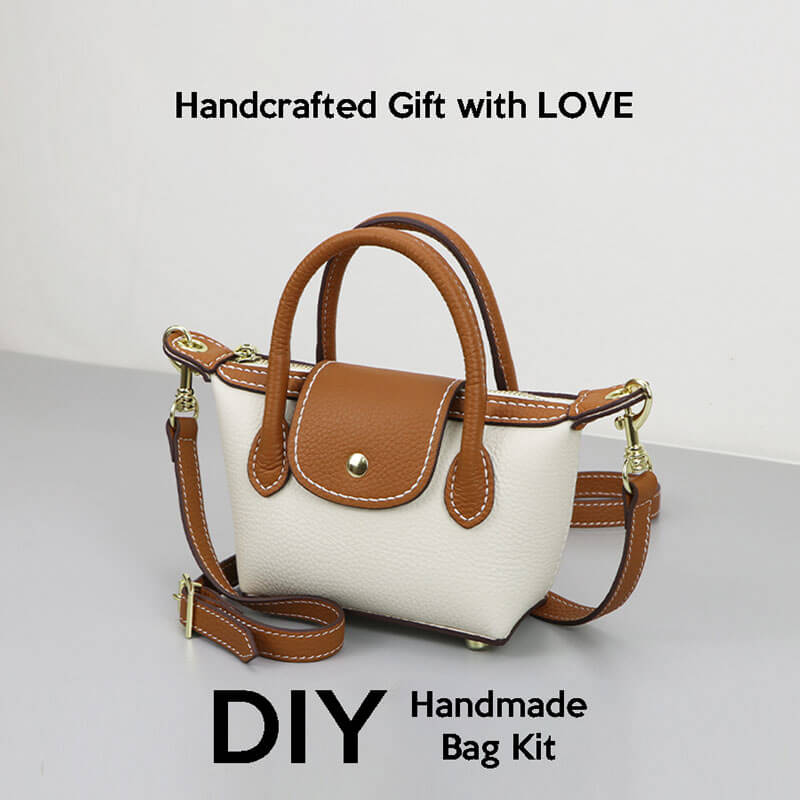 Small Le Pliage DIY Kit – Babylon Leather - Babylon LeatherBabylon LeatherSY87 - White & Caramel - White