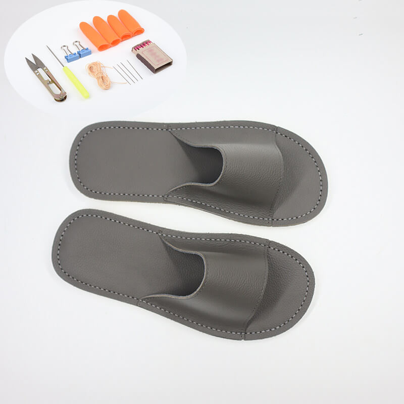 Soft - Sole House Slippers PU Leather DIY Kit – Babylon Leather - Babylon LeatherBabylon LeatherCY15-US 5–6  EU 36–37-Grey