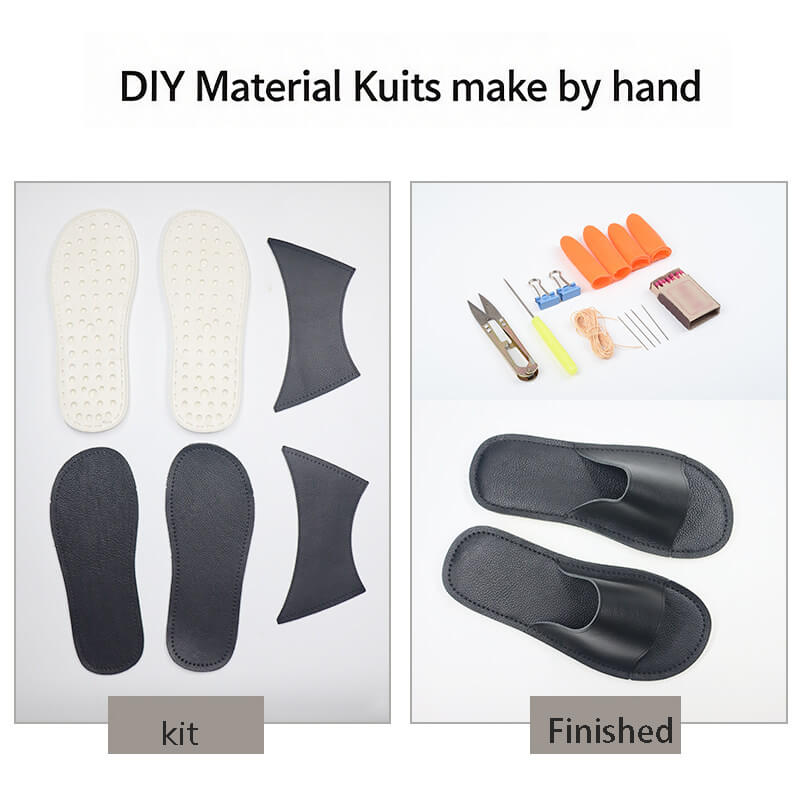 Soft - Sole House Slippers PU Leather DIY Kit – Babylon Leather - Babylon LeatherBabylon LeatherCY15-US 5–6  EU 36–37-Grey