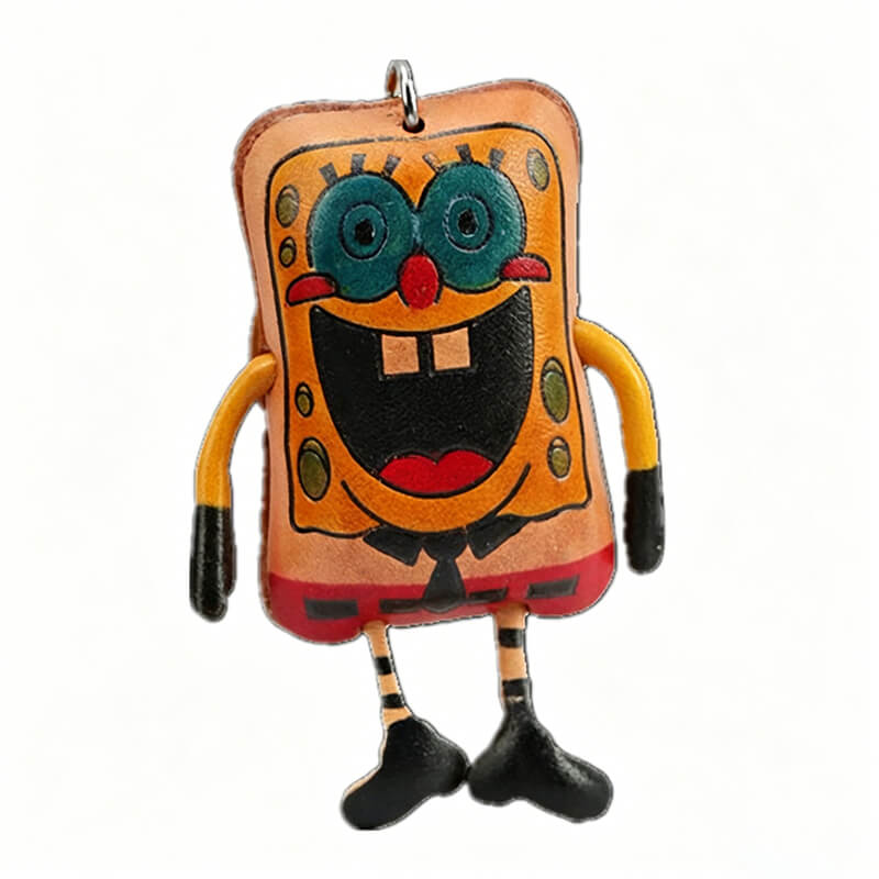 SpongeBob Style Leather Bag Charm – Babylon Leather - Babylon LeatherBabylon LeatherLLZ68-Orange