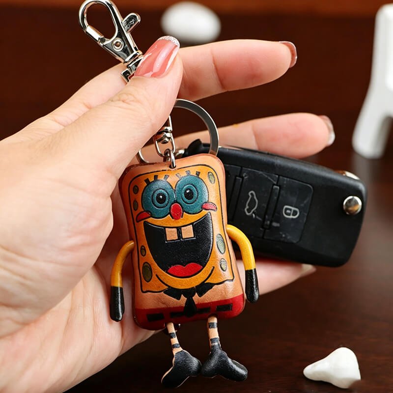 SpongeBob Style Leather Bag Charm – Babylon Leather - Babylon LeatherBabylon LeatherLLZ68-Orange