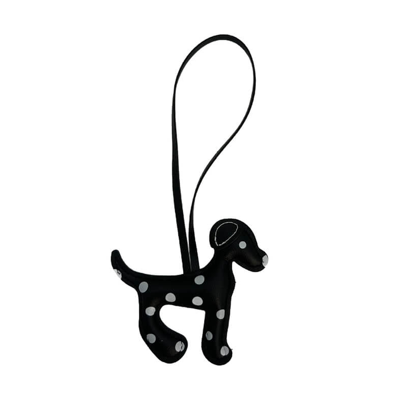 Spotted Dog PU Leather Bag Charm and Keychain - Babylon Leather - Babylon LeatherBabylon LeatherPP23-Black