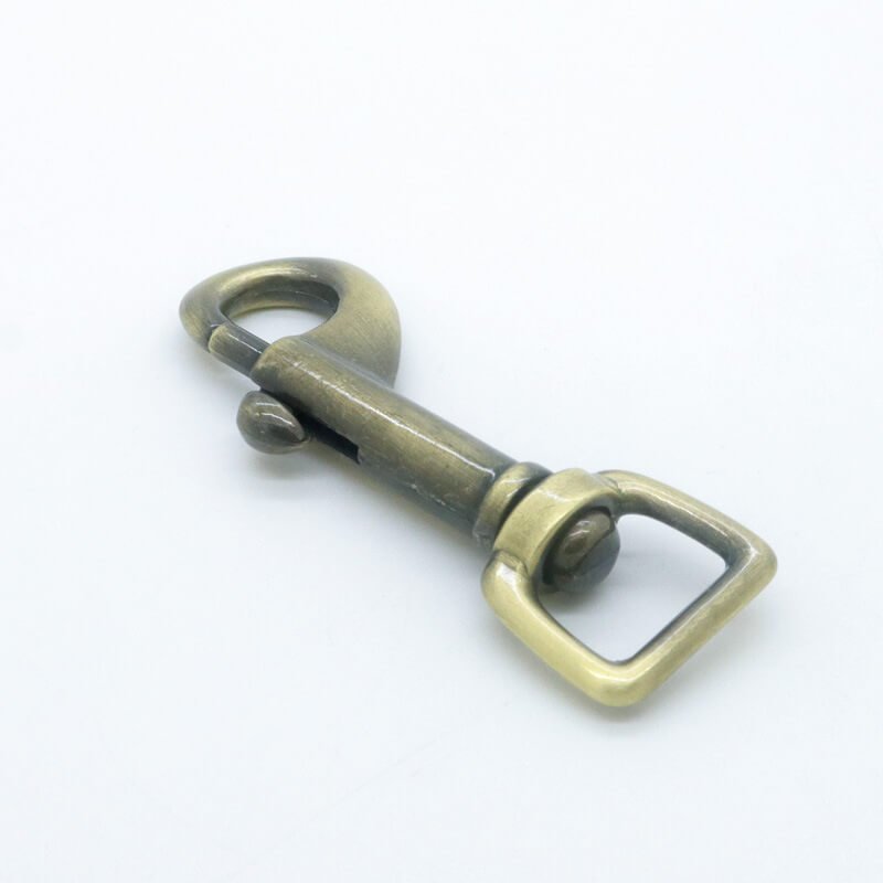 Square Eye Swivel Snap Hook - Babylon Leather - Babylon LeatherBabylon LeatherJY05-Brushed Antique Brass-13.2mm