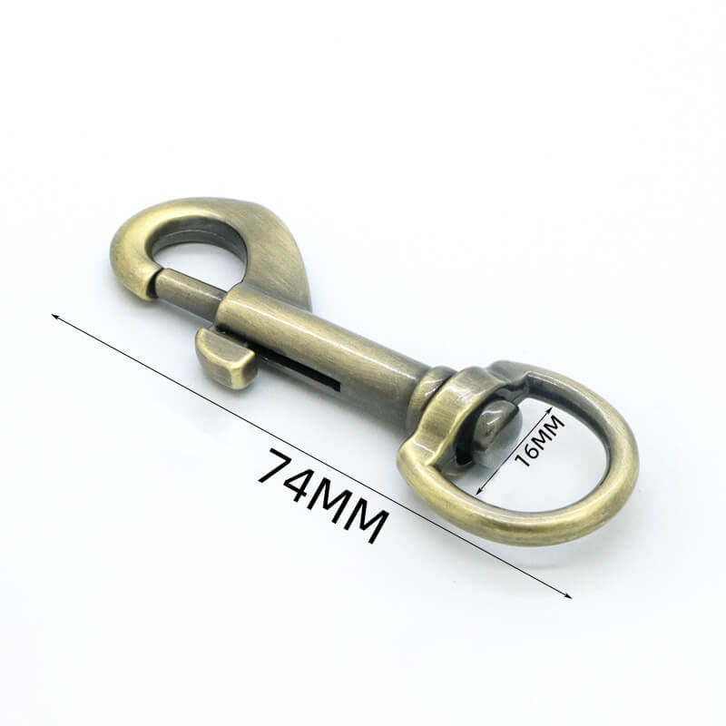 Square Eye Swivel Snap Hook - Babylon Leather - Babylon LeatherBabylon LeatherJY05-Brushed Antique Brass-16mm Round End