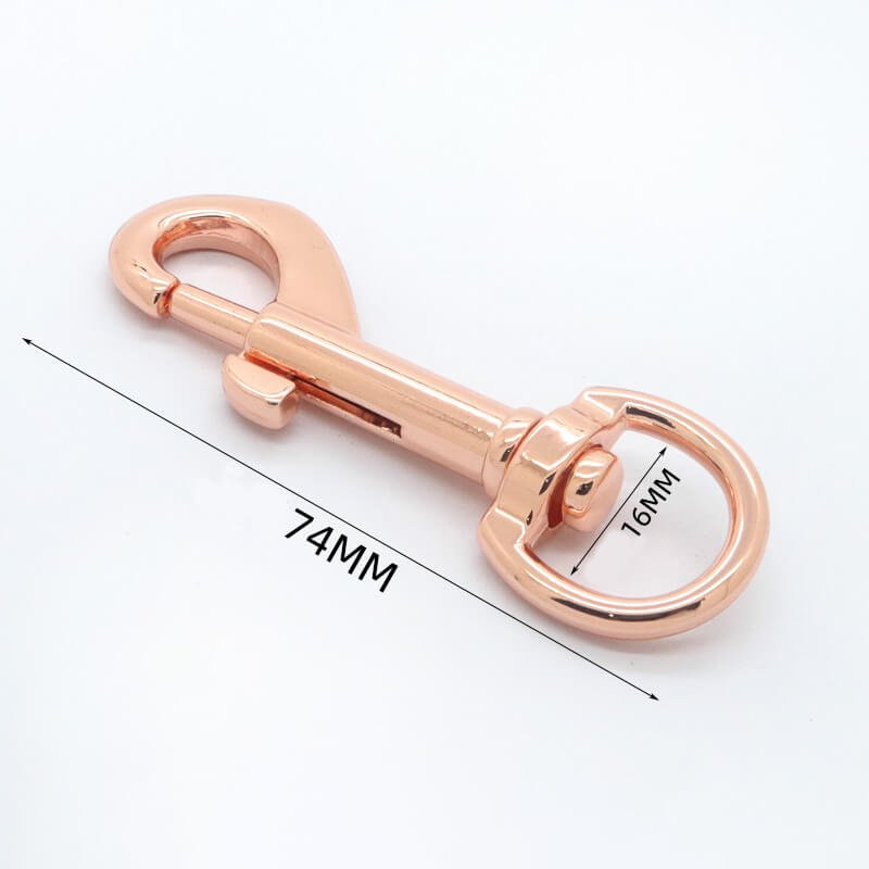 Square Eye Swivel Snap Hook - Babylon Leather - Babylon LeatherBabylon LeatherJY05-Rose Gold-16mm Round End