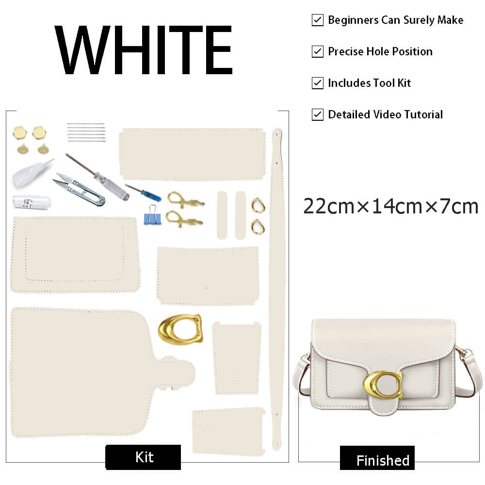 Square Leather Shoulder Bag DIY Kit – Babylon Leather - Babylon LeatherBabylon LeatherSY30-White-White