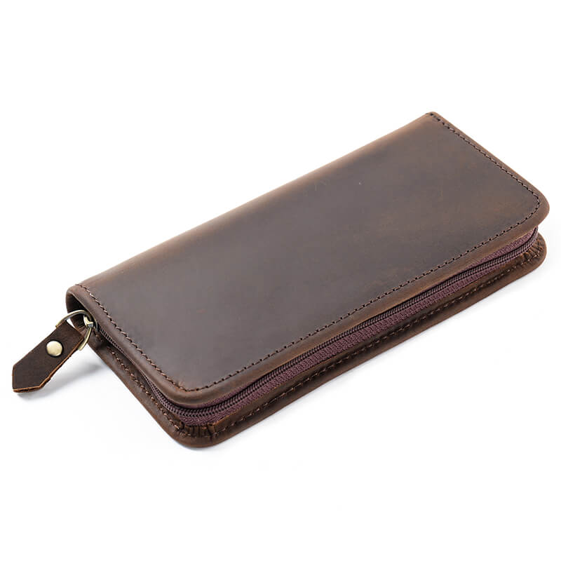 Square Zip Leather Pen Box – Babylon Leather - Babylon LeatherBabylon LeatherAN41-Coffee