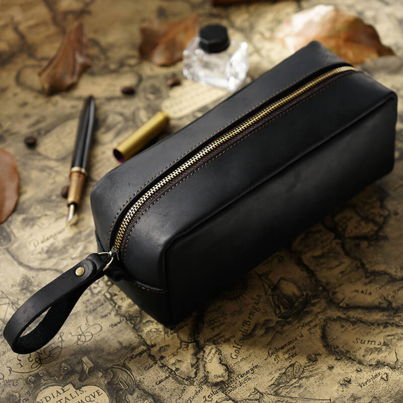 Square Zip Pencil Case Large – Babylon Leather - Babylon LeatherBabylon LeatherAN35-Black