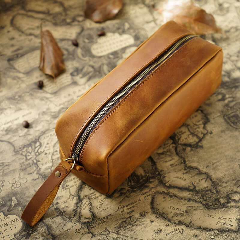 Square Zip Pencil Case Large – Babylon Leather - Babylon LeatherBabylon LeatherAN35-Brown