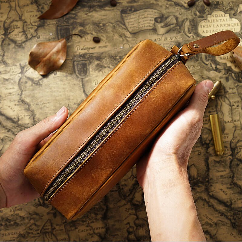 Square Zip Pencil Case Large – Babylon Leather - Babylon LeatherBabylon LeatherAN35-Brown