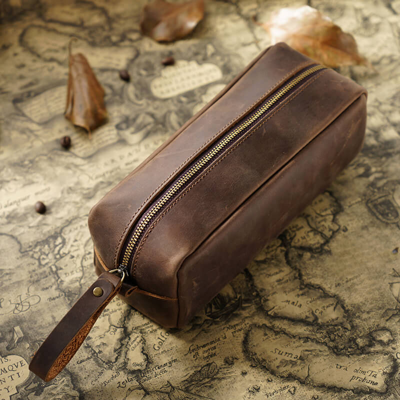 Square Zip Pencil Case Large – Babylon Leather - Babylon LeatherBabylon LeatherAN35-Coffee
