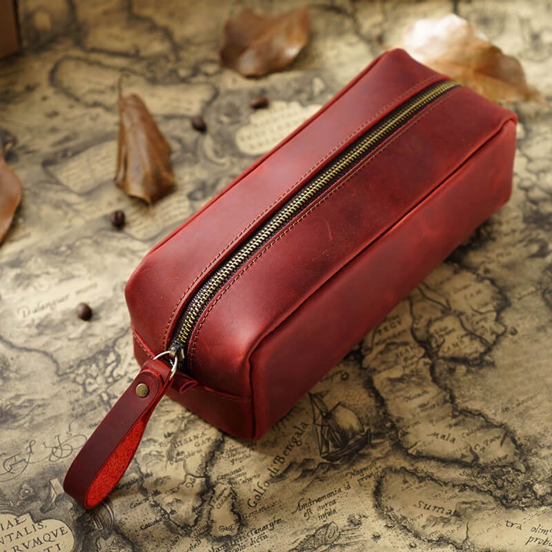 Square Zip Pencil Case Large – Babylon Leather - Babylon LeatherBabylon LeatherAN35-Wine Red