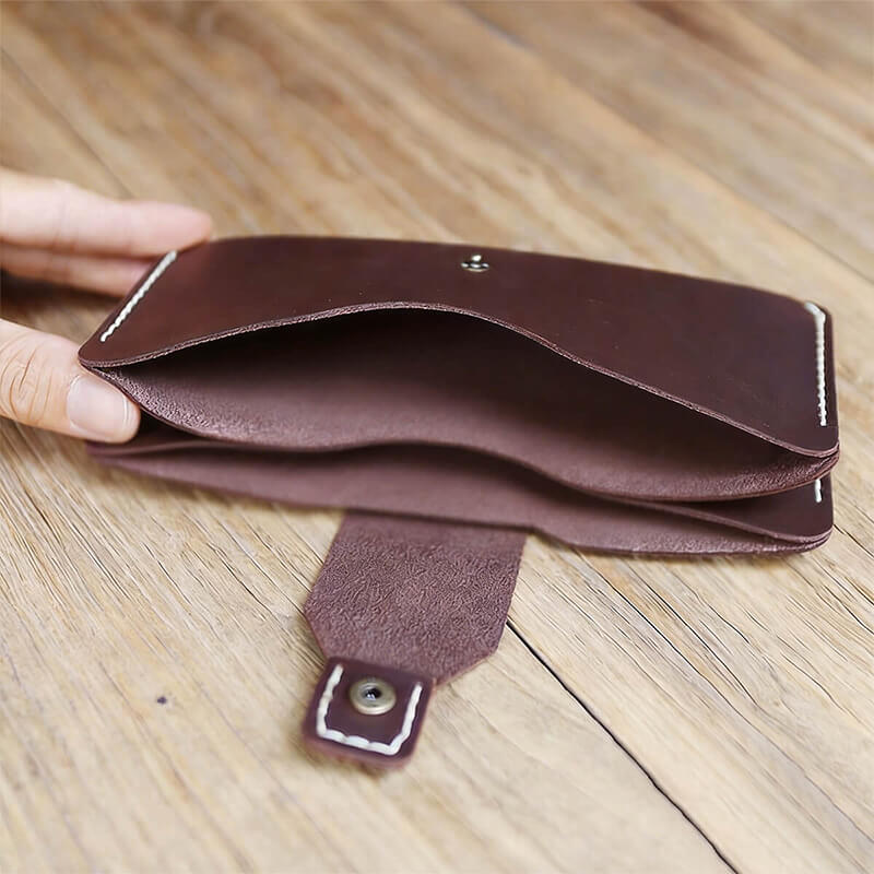 Strap Long Phone Wallet Crazy Horse Leather DIY Kit – Babylon Leather - Babylon LeatherBabylon LeatherCY45-Brown