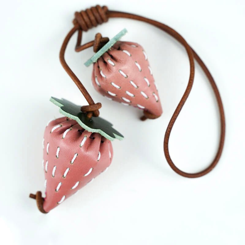 Strawberry Fruit Style Leather Charm Keychain – Babylon Leather - Babylon LeatherBabylon LeatherLL59-Pink