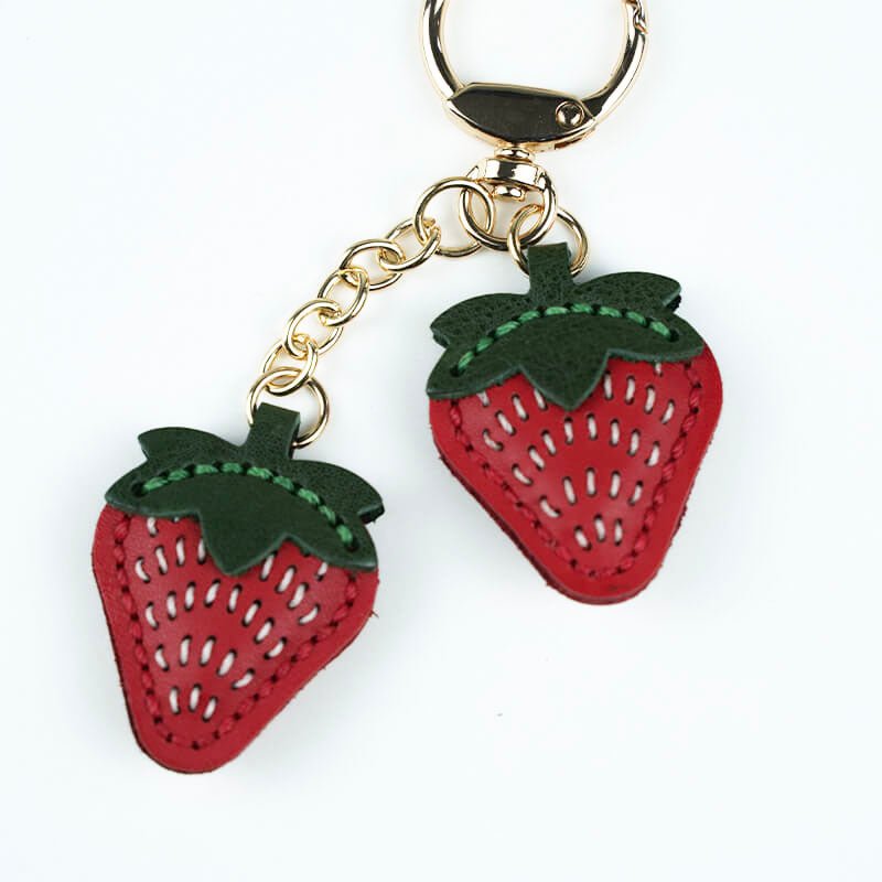 Strawberry Shaped Leather Bag Charm – Babylon Leather - Babylon LeatherBabylon LeatherLL49-Red